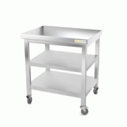 Table de travail en inox 800 x 800 mm avec 2 étagères sur roulettes PREMIUM / GOLDINOX - gris inox 3701770806157