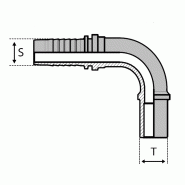 Tube gaz - Pré-serti avec écrou et bague sur demande - 90° (BEF90) - 16 , 1" , 25.4