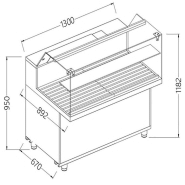 Vitrine snack pour pain vitres basses - 1300x892x1182 mm - vpb13x