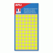 Apli Lot de 5 Etui de 385 pastilles adhésives jaune fluo, diam. 8 mm (5 feuilles / cdt) - 3270241118520