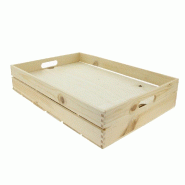 Cagette bois gm naturelle + faux fond bois L60xP40xH12cm par 5