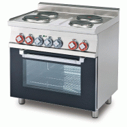 Cuisinière électrique triphasée à 4 plaques avec four électrique multifonctions. Dimensions 80x60 h90 cm. Porte en verre. Modèle CFM4-68ET - 2228