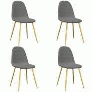 Décoshop26 - Set de 4 chaises de salle à manger en tissu velours gris clair couture losange pieds fer doré DEC025622 - gris 3000255352326 Décoshop26 - Set de 4 chaises de salle à manger en tissu velours gris clair couture losange pieds fer doré DEC025622 - gris 3000255352326