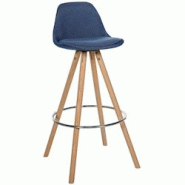 Décoshop26 - Tabouret de bar chaise haute x1 repose-pieds style scandinave en tissu bleu structure en bois clair rond 10_0004636 - bleu 3000252207490 Décoshop26 - Tabouret de bar chaise haute x1 repose-pieds style scandinave en tissu bleu structure en bois clair rond 10_0004636 - bleu 3000252207490