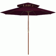 Helloshop26 - Parasol double avec mât en bois 270 cm rouge bordeaux 02_0008443 - 3000450947761