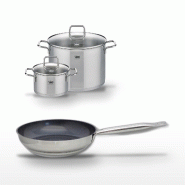 Lot Poêle 28cm et 2 Faitouts 20/26cm Elo Profi Therm Platinum - gris inox 3176239951844