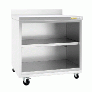 Meuble bas inox ouvert 600x600 mm adossé sur roulettes PREMIUM - GOLDINOX - gris inox 3701770808625