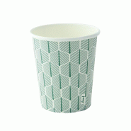 Nvase ECOLOMIQUE - 50 Pcs - Gobelet carton blanc décor feuille - Ø80 mm, Hauteur: 92 mm, 56 mm - blanc en carton NVS210GCLEAFC86