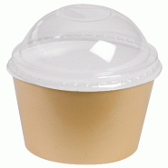 Pot à glace NOVACUP beige 240 ml avec couvercle dôme - Sundae & dessert gourmand - Pack été 2 cartons - Lot de 2000 - beige en carton BFCDO248-PE2