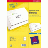AVERY 100 étiquettes Jet d'encre blanches, format 99,1 x 139 mm (25 feuilles A4 / cdt) - blanc 3266550129395