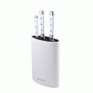 BERGNER Naturally - Ensemble de 3 couteaux en acier inoxydable avec bloc blanc - blanc inox Q5050
