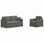 Canapé 2 pcs Gris foncé 158 x 78 x 80 cm Velours Modèle Apex Balcon Élite - Matériau naturel 8721364374393