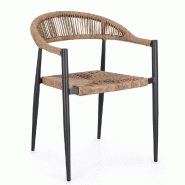 Chaise avec accoudoir Jandia anthracite SA26/naturel 56 x 60 x 78 cm - par 4