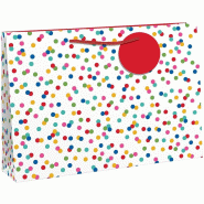 Clairefontaine Lot de 6 Sac cadeau Pois, format shopping (37,3x11,8x27,5 cm), papier 210 g/m², anses ruban assorties - 5033601008484