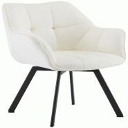 Décoshop26 - Chaise de salle à manger x1 assise pivotante confortable en velours crème et métal noir 10_0007474 - beige métal 3000266125315