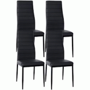 Décoshop26 - Lot de 4 chaises de salle à manger design simple en synthétique noir avec couture cadre en métal noir CDS10408 - noir 3002482732698 Décoshop26 - Lot de 4 chaises de salle à manger design simple en synthétique noir avec couture cadre en métal noir CDS10408 - noir 3002482732698