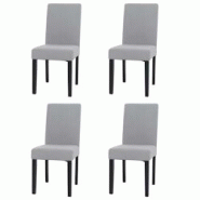 Décoshop26 - Lot de 4 chaises de salle à manger dossier haut en tissu velours côtelé gris clair pieds foncés 04_0007521 - gris 3000262170401 Décoshop26 - Lot de 4 chaises de salle à manger dossier haut en tissu velours côtelé gris clair pieds foncés 04_0007521 - gris 3000262170401