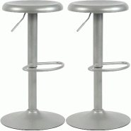 Décoshop26 - Set de 2 tabourets de bar hauteur réglable avec repose-pieds design moderne en métal argenté 10_0005907 - argenté métal 3000265290755