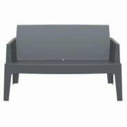 Emh Canapé de terrasse restaurant Box gris anthracite 2 places – empilable – polypropylène renforcé – intérieur / extérieur - gris EPP (Pol