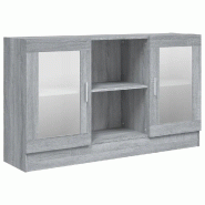 Helloshop26 - Armoire à vitrine rangement 120 x 30 x 70 cm design épuré salle à manger en bois d'ingénierie gris 02_0048222 - gris verre 3000235166967