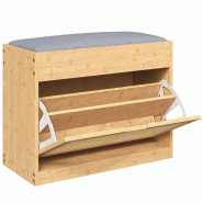 Helloshop26 - Banc à chaussures d'entrée 63 x 29 x 48 cm assise rembourrée rangement modulable scandinave épuré en bambou naturel 21_0002809 - Ba