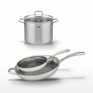 Lot Faitout 26 cm & Poêles 28/32 cm Elo Relief Evolution - gris inox 3176239956740