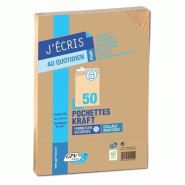 Pochette kraft 162x229mm avec bande adhésive - 90g - Paquet de 50 - Kraft Adour Quicksil