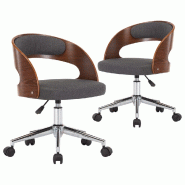 VidaXL Chaises pivotantes à manger lot de 2 gris bois courbé et tissu Modèle Termonel - 3054920_0