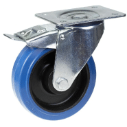 Roulette pivotante/frein de 160 mm avec caoutchouc élastique bleu sur roue centrale en nylon Roulette pivotante/frein de 160 mm avec caoutchouc élastique bleu sur roue centrale en nylon