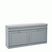 Armoire à chaussures / banc Estha 11 104 x 24 x 47,5 cm, 2 volets gris/gris, hjh LIVING - gris multi-matériau 927015
