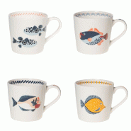 Coffret de 4 mugs Lorient 40 cl -  45 cl Décoré Rond Porcelaine Table Passion 10x14 cm - multicolore porcelaine 3106232313424