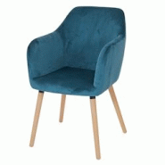 Décoshop26 - Chaise de salle à manger cuisine bureau coiffeuse style rétro en tissu velours bleu pétrole 04_0002371 - bleu 3000274832694 Décoshop26 - Chaise de salle à manger cuisine bureau coiffeuse style rétro en tissu velours bleu pétrole 04_0002371 - bleu 3000274832694