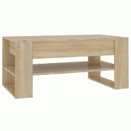 Décoshop26 - Table basse avec étagères design intemporel 102 x 55 x 45 cm bois d'ingénierie couleur chêne DEC038917 - Bois massif 3000264111204