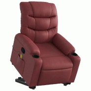 Fauteuil inclinable de massage Rouge bordeaux Similicuir Modèle Xervianor - 8721012218390