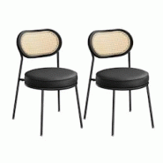 Helloshop26 - Lot de 2 chaise de cuisine dossier en polyrattan similicuir rembourrée pour la cuisine et le salon noir 12_0006187 - 3000223440871 Helloshop26 - Lot de 2 chaise de cuisine dossier en polyrattan similicuir rembourrée pour la cuisine et le salon noir 12_0006187 - 3000223440871