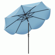 Helloshop26 - Parasol de patio inclinable avec manivelle 280 x 245 cm ombre confortable à bords froncés style moderne en polyester 20_0012986 - alum