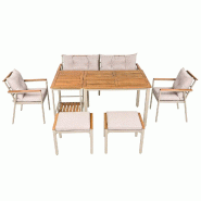 Merax ensemble repas de jardin, 6–7 personnes, bois d'acacia, beige - beige multi-matériau OT96901A