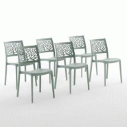 RATTATAN Set 6 Chaises en polypropylène avec fibre de verre empilables pour extérieur et jardin, bar et restaurant, cuisine design moderne - FLORA - RATTATAN Set 6 Chaises en polypropylène avec fibre de verre empilables pour extérieur et jardin, bar et restaurant, cuisine design moderne - FLORA -