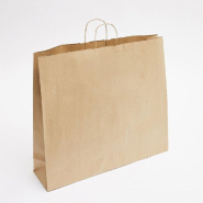 Sac kraft brun poignées torsadées 54x14x48cm - par 50 - très grand format et robuste