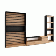 SKRAUT HOME Ensemble Meuble TV, 320x186x35cm, Salon Complet, Chêne et noir - beige Bois manufacturé 91_13