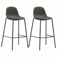 VidaXL Chaises de bar lot de 2 gris foncé tissu Modèle Titan Panorama Terrasse - 281525_0