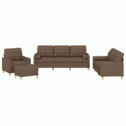 VidaXL Ensemble de canapés 4 pcs avec coussins marron tissu Modèle Atlas Office Prime - 3201269