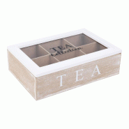 WellHome - Boîte à thé avec 6 compartiments 23x15,5x8cm en couleur blanche - Tea Moment - blanc WH14619