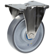 Roulette fixe de 160 mm en acier inoxydable avec thermoplastique gris conducteur d'électricité Roulette fixe de 160 mm en acier inoxydable avec thermoplastique gris conducteur d'électricité