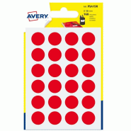AVERY Lot de 10 Etui de 168 pastilles adhésives, diamètre 15 mm, coloris rouge (7 feuilles / cdt) - PSA15R