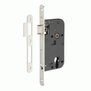 Boitier de serrure encastrable à cylindre pour porte d'entrée, axe 50mm, bouts ronds, têtière laiton poli nickelé - THIRARD - doré 3150260192162 Boitier de serrure encastrable à cylindre pour porte d'entrée, axe 50mm, bouts ronds, têtière laiton poli nickelé - THIRARD - doré 3150260192162
