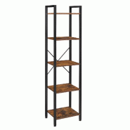 Helloshop26 - Étagère à 5 niveaux bibliothèque meuble de rangement avec structure en acier pour salon bureau entrée style industriel 12_0002794 -