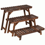 Helloshop26 - Étagère pour plantes en bois escalier 70 x 25 x 53 cm capacité 10 kg ambiances cosy style scandinave en sapin naturel 20_0019318 - Bo