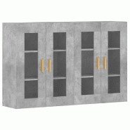 Helloshop26 - Lot de 2 armoires murales pratiques rangement vertical 69,5 x 34 x 90 cm en bois d'ingénierie gris béton 02_0055402 - vert verre 30002