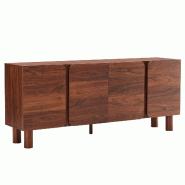 Oviala Business Buffet effet bois 4 portes L 180 cm bois foncé - marron Bois massif 114549